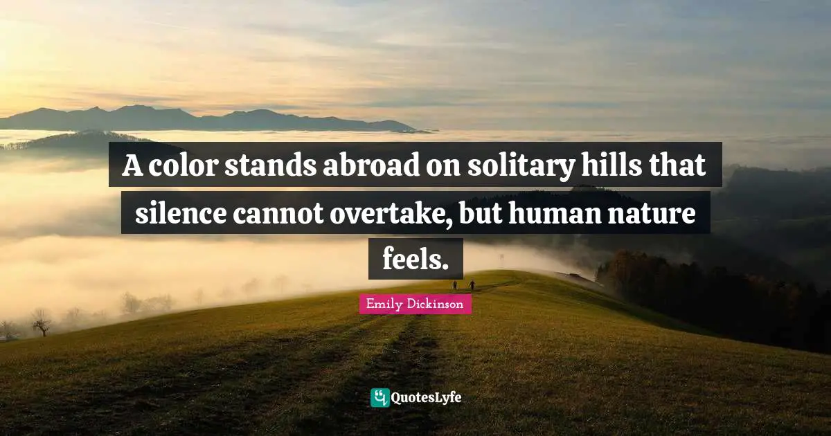 A color stands abroad on solitary hills that silence cannot overtake, but human nature feels.