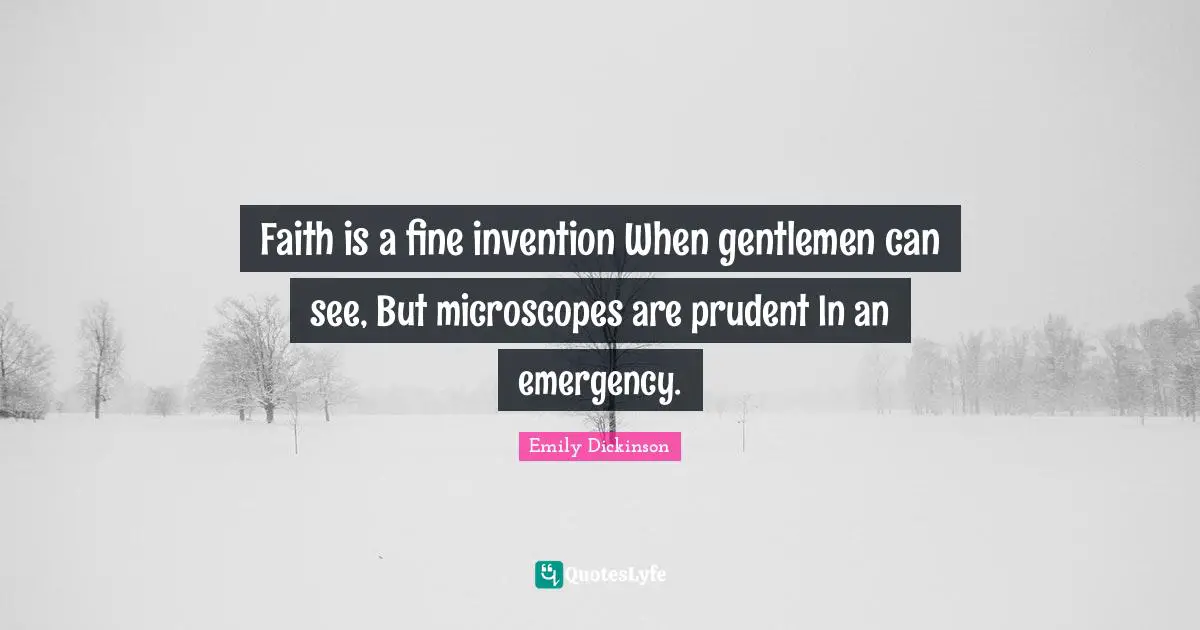 Faith is a fine invention When gentlemen can see, But microscopes are prudent In an emergency.
