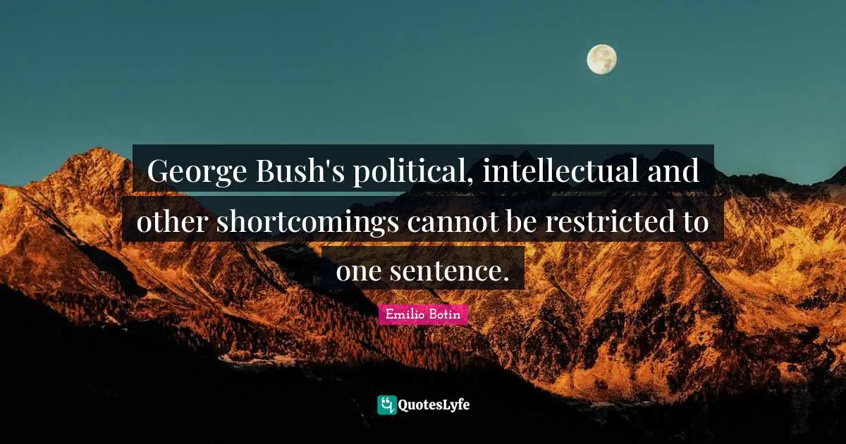 George Bush's political, intellectual and other shortcomings cannot be restricted to one sentence.