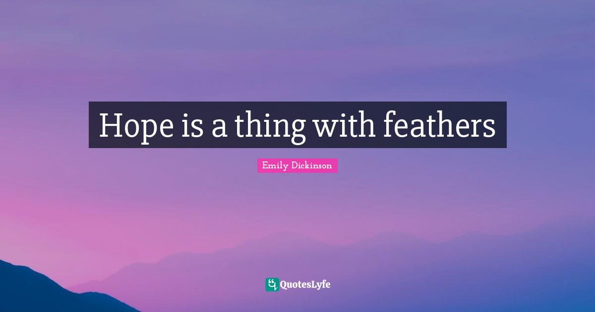 Feathers Quotes: "Hope is a thing with feathers"