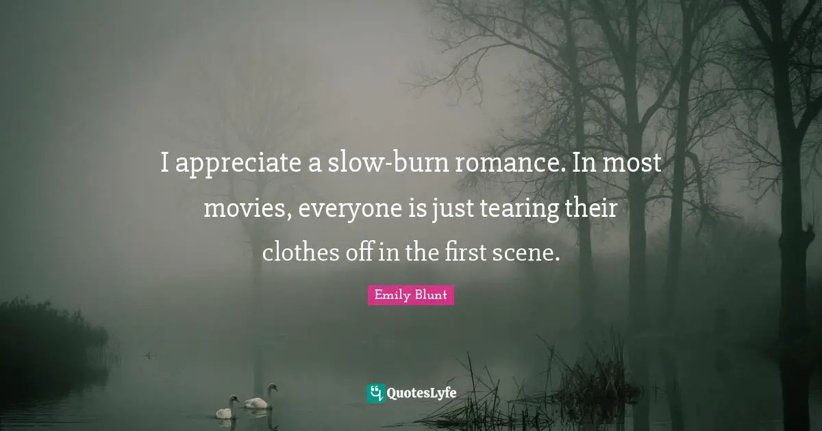 I appreciate a slow-burn romance. In most movies, everyone is just tearing their clothes off in the first scene.