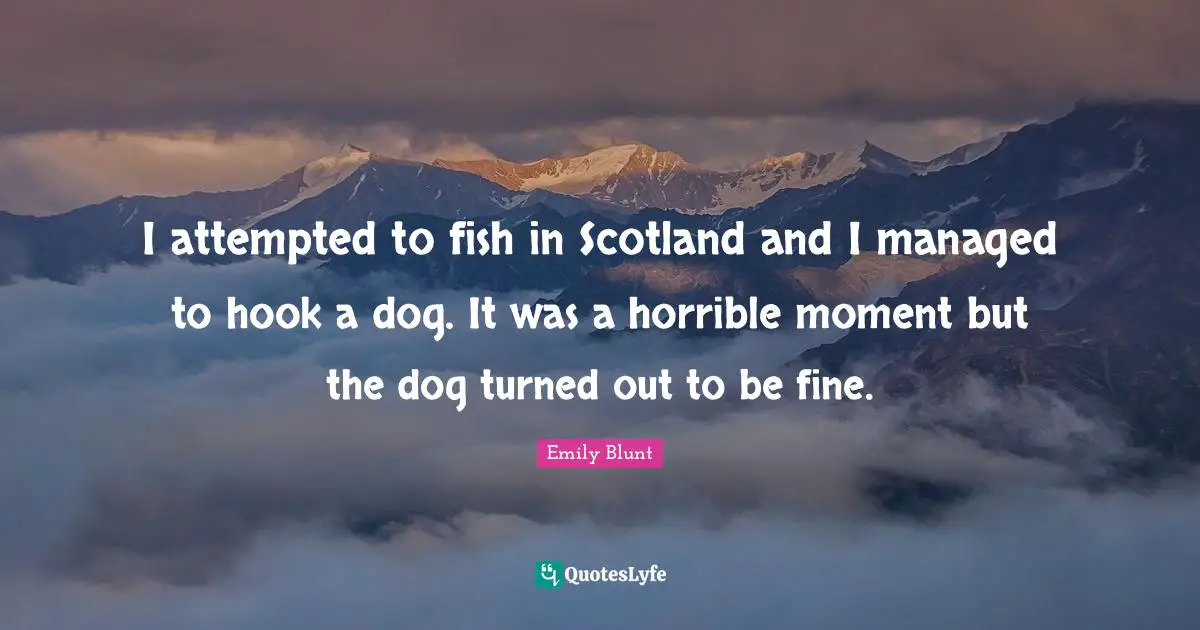 I attempted to fish in Scotland and I managed to hook a dog. It was a horrible moment but the dog turned out to be fine.