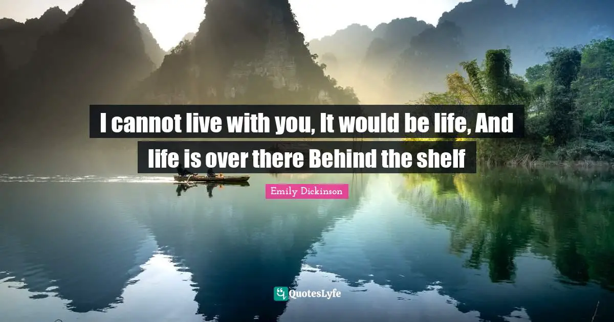 Shelf Life Quotes: "I cannot live with you, It would be life, And life is over there Behind the shelf"