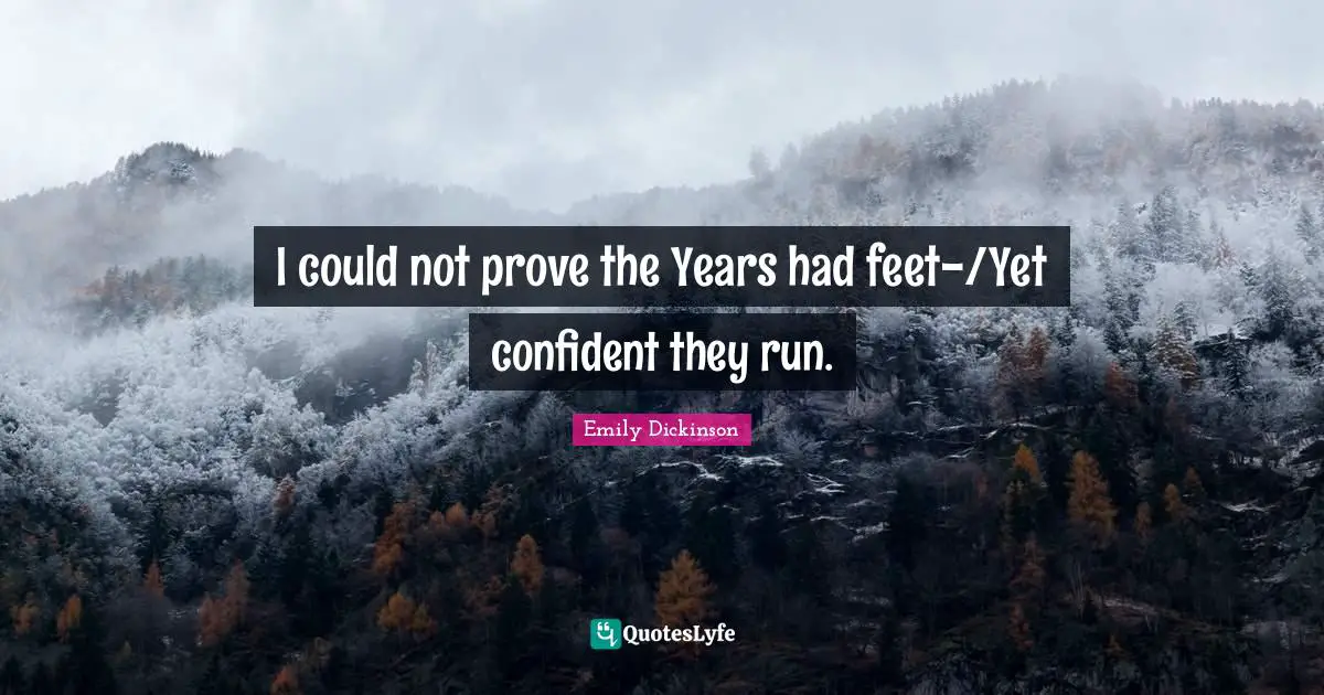 I could not prove the Years had feet-/Yet confident they run.