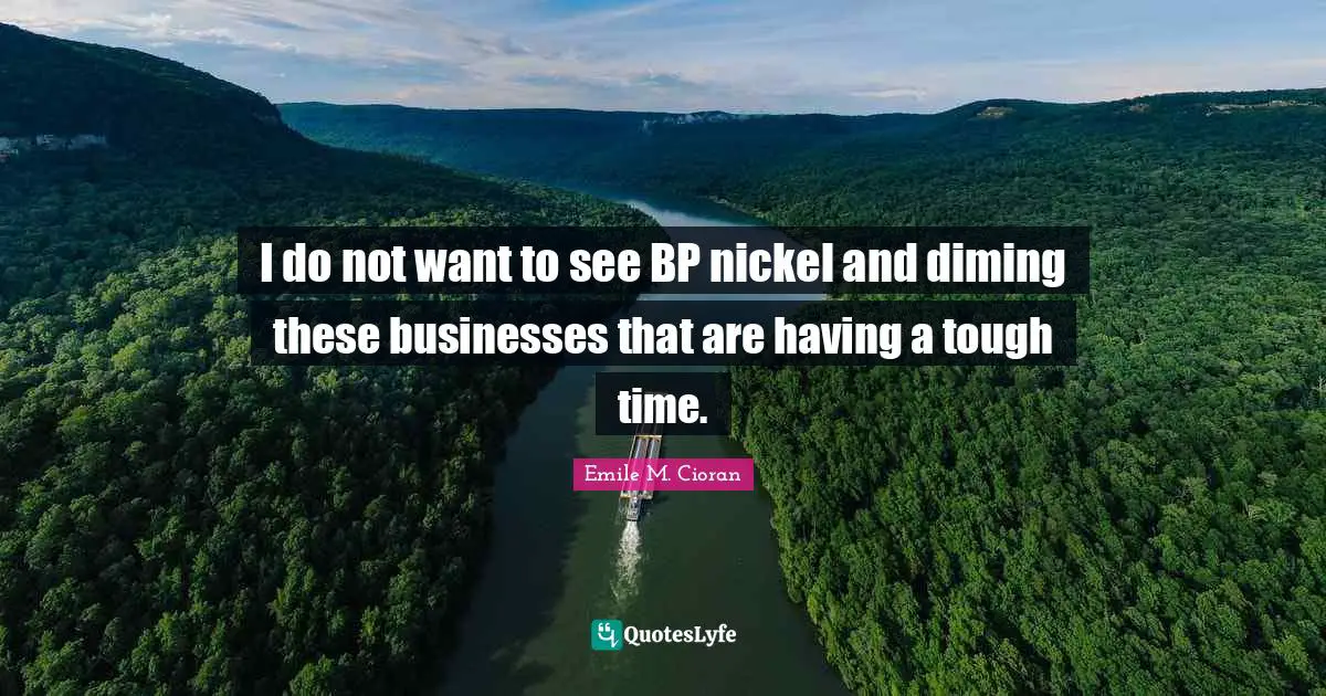 I do not want to see BP nickel and diming these businesses that are having a tough time.