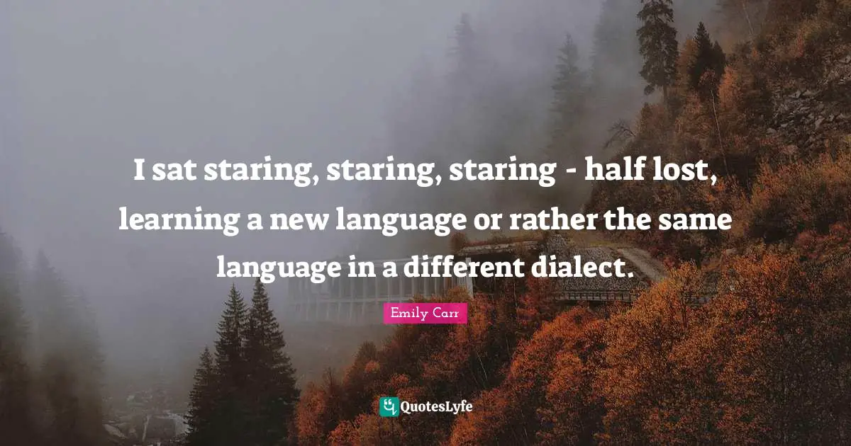 Dialect Quotes: "I sat staring, staring, staring - half lost, learning a new language or rather the same language in a different dialect."