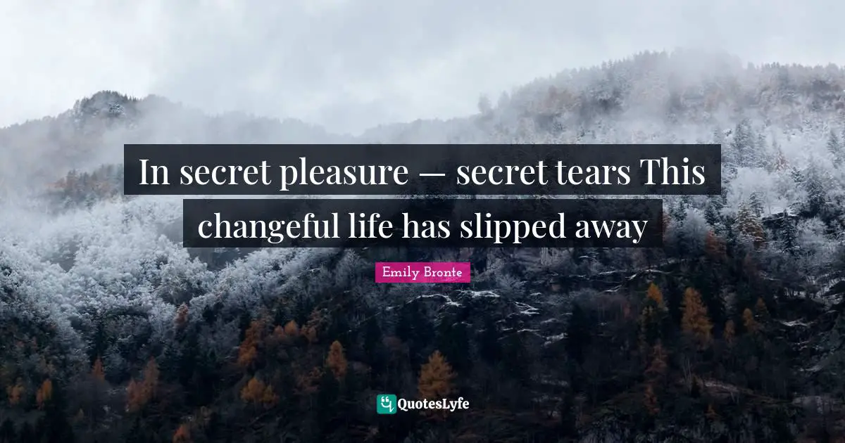 In secret pleasure — secret tears This changeful life has slipped away