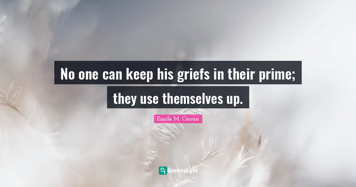 No one can keep his griefs in their prime; they use themselves up.