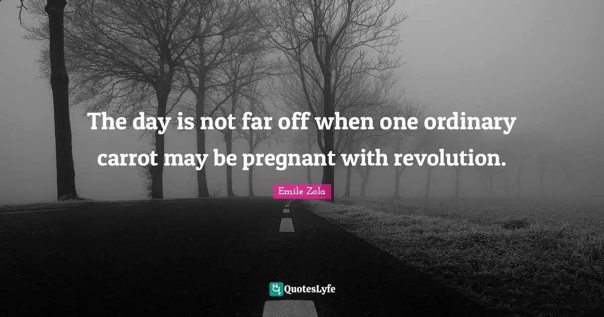 Emile Zola Quotes: "The day is not far off when one ordinary carrot may be pregnant with revolution."