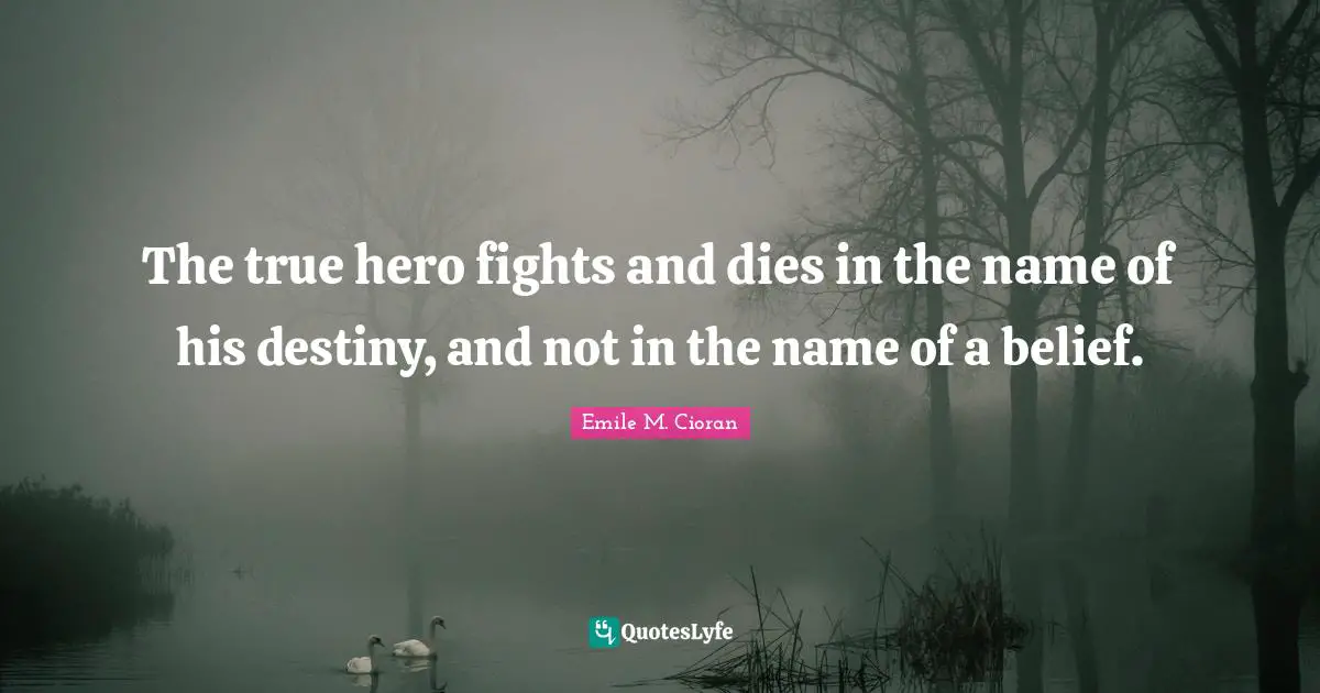 The true hero fights and dies in the name of his destiny, and not in the name of a belief.