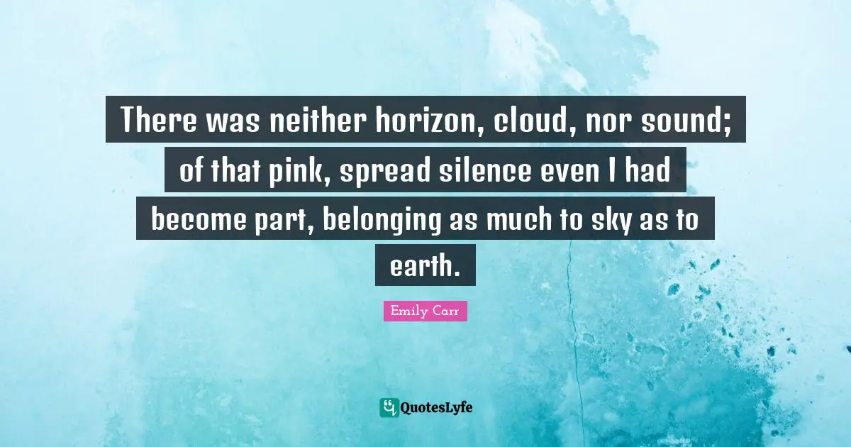 There was neither horizon, cloud, nor sound; of that pink, spread silence even I had become part, belonging as much to sky as to earth.