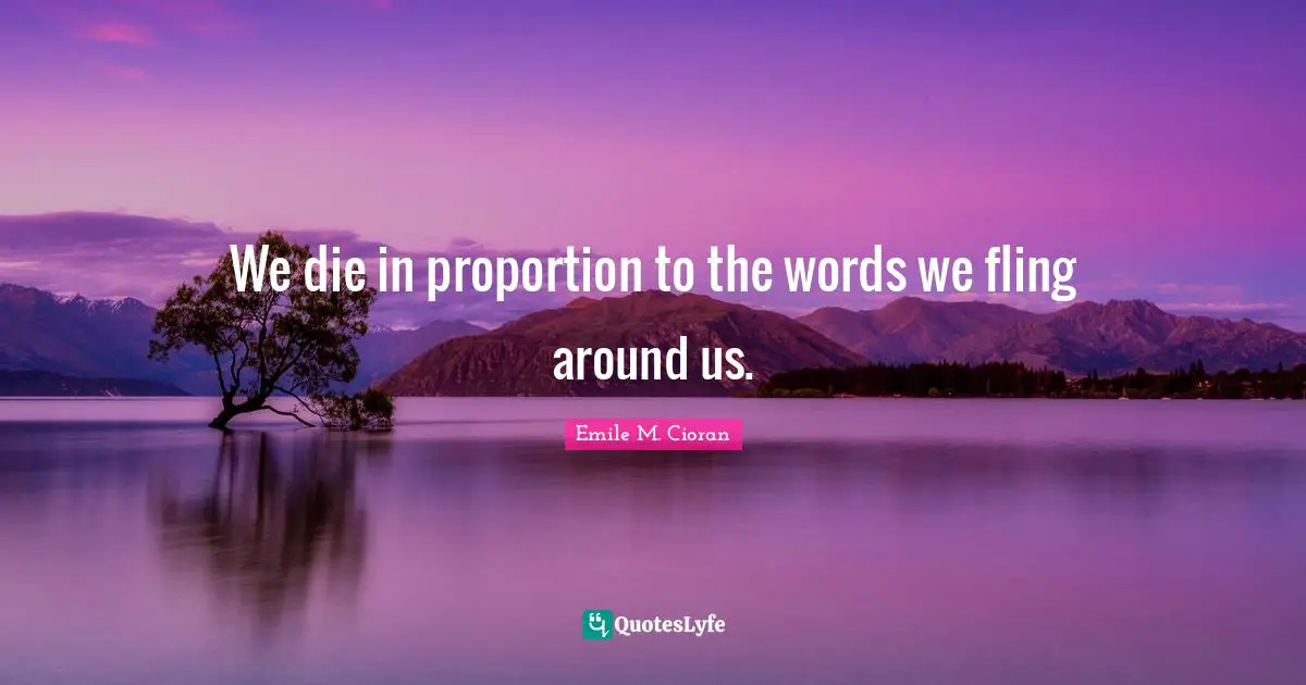 We die in proportion to the words we fling around us.