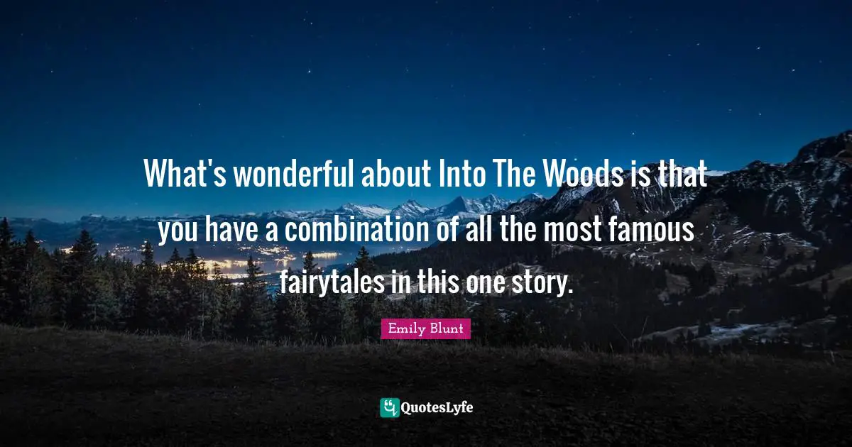 What's wonderful about Into The Woods is that you have a combination of all the most famous fairytales in this one story.