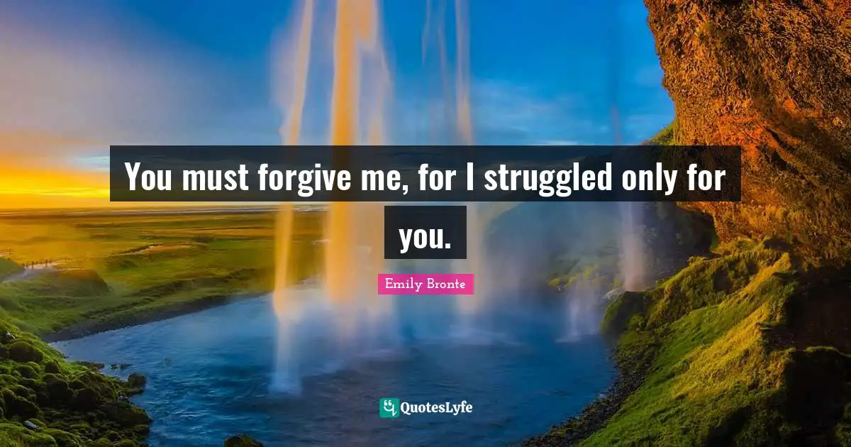 You must forgive me, for I struggled only for you.