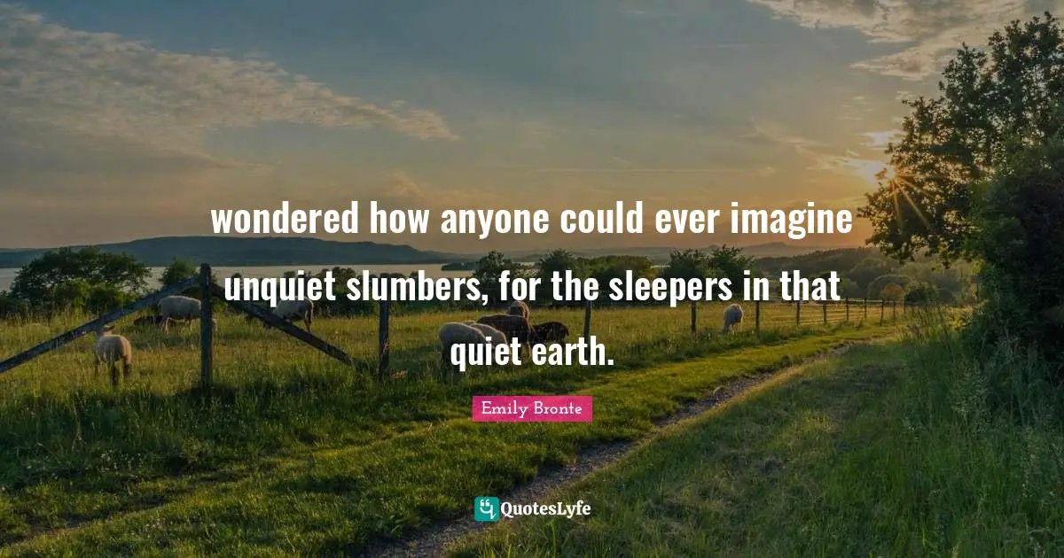 wondered how anyone could ever imagine unquiet slumbers, for the sleepers in that quiet earth.