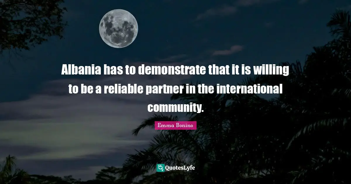 Partners Quotes: "Albania has to demonstrate that it is willing to be a reliable partner in the international community."