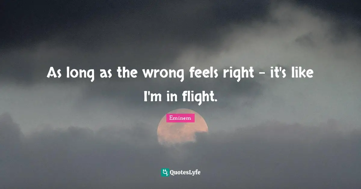 As long as the wrong feels right - it's like I'm in flight.