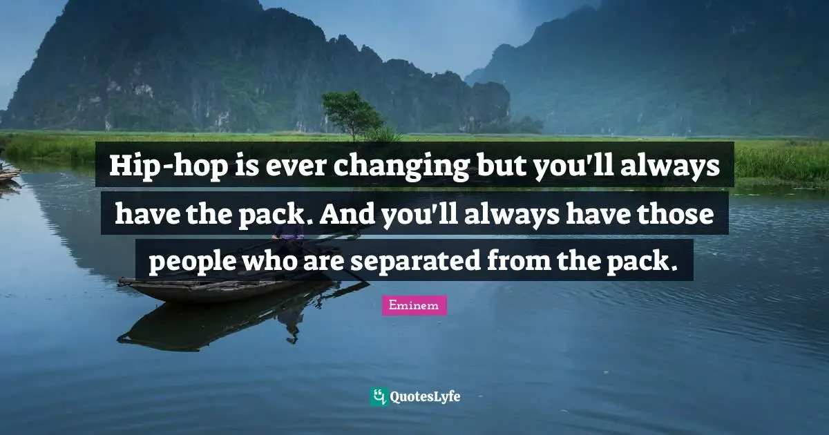 Hip-hop is ever changing but you'll always have the pack. And you'll always have those people who are separated from the pack.