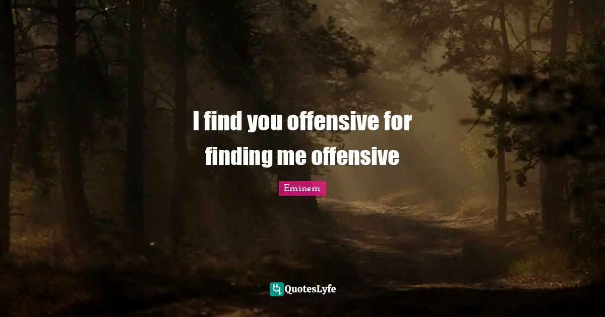 I find you offensive for finding me offensive