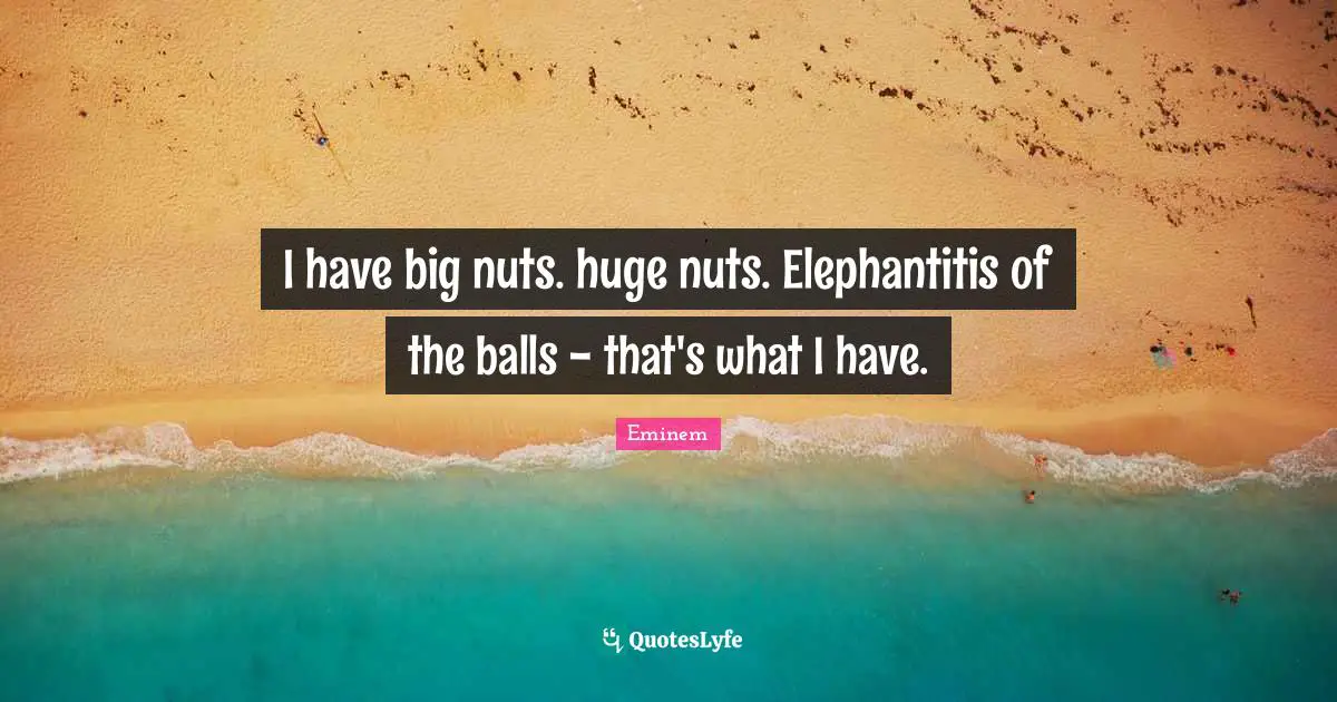 I have big nuts. huge nuts. Elephantitis of the balls - that's what I have.