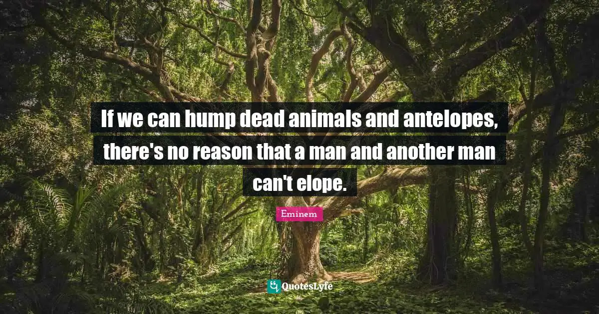 Antelopes Quotes: "If we can hump dead animals and antelopes, there's no reason that a man and another man can't elope."
