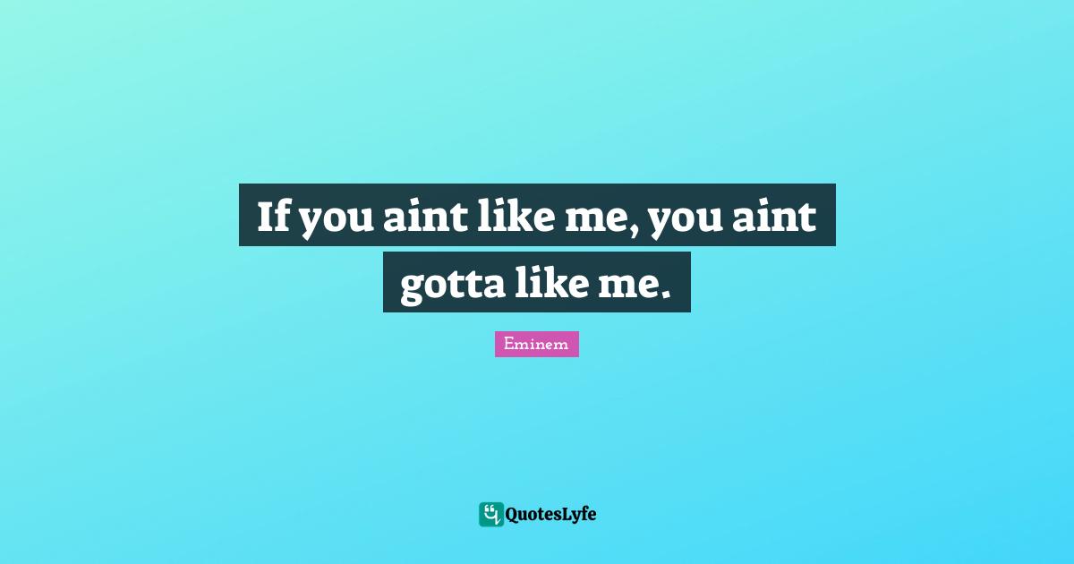 Like Me Quotes: "If you aint like me, you aint gotta like me."