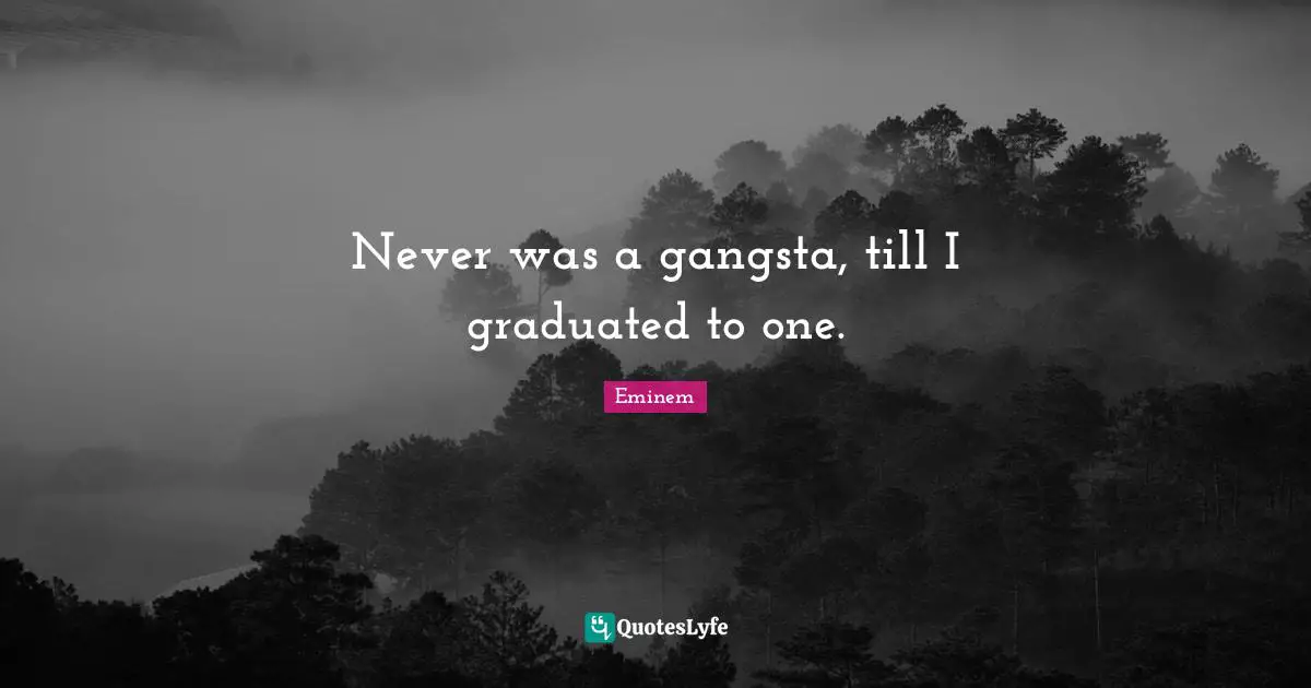 Never was a gangsta, till I graduated to one.