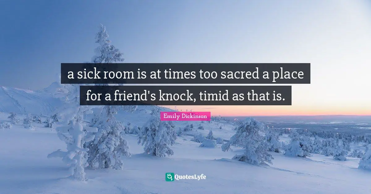a sick room is at times too sacred a place for a friend's knock, timid as that is.