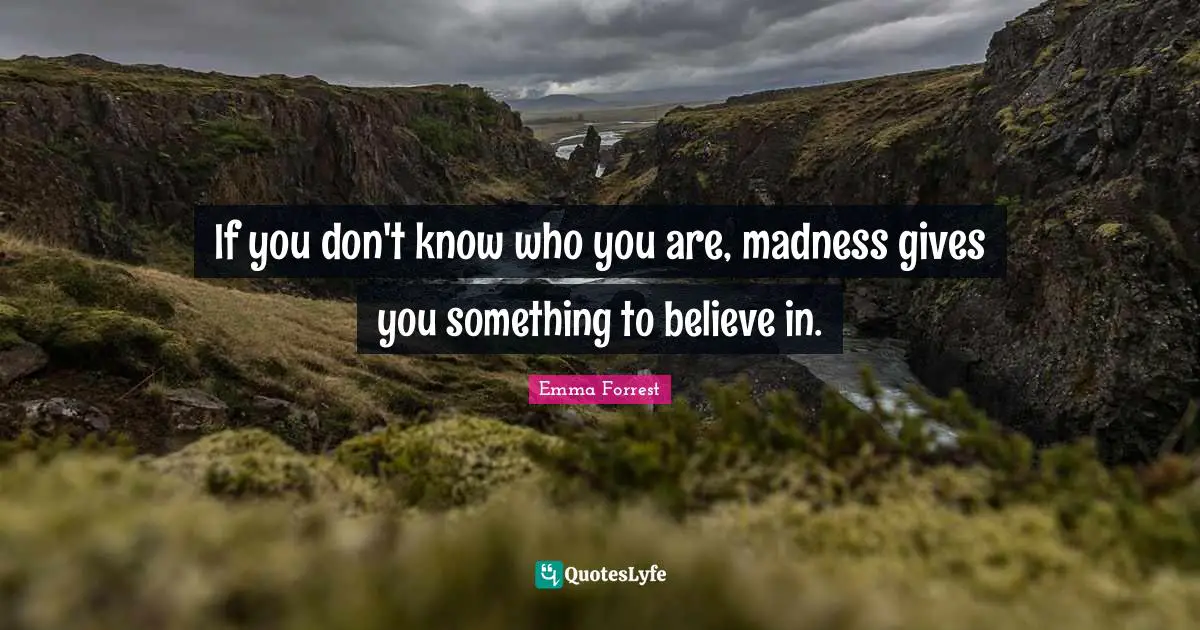 If you don't know who you are, madness gives you something to believe in.