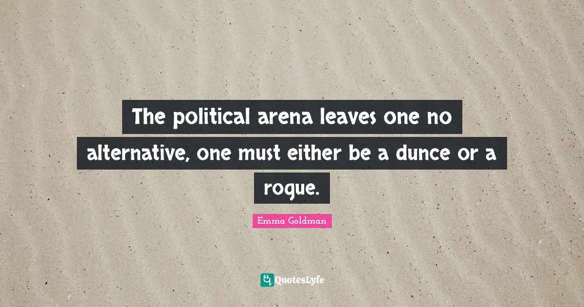 The political arena leaves one no alternative, one must either be a dunce or a rogue.