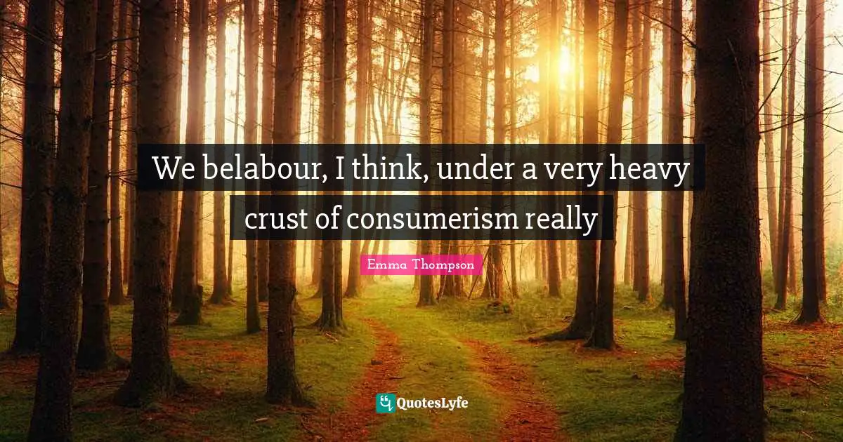 Consumerism Quotes: "We belabour, I think, under a very heavy crust of consumerism really"