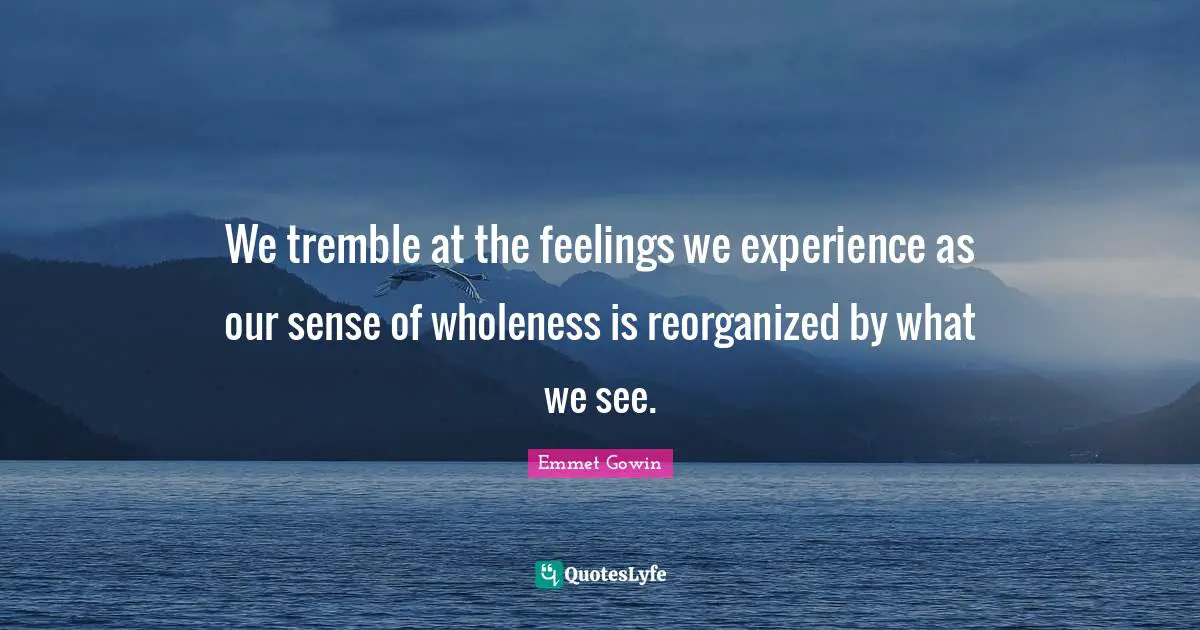 We tremble at the feelings we experience as our sense of wholeness is reorganized by what we see.