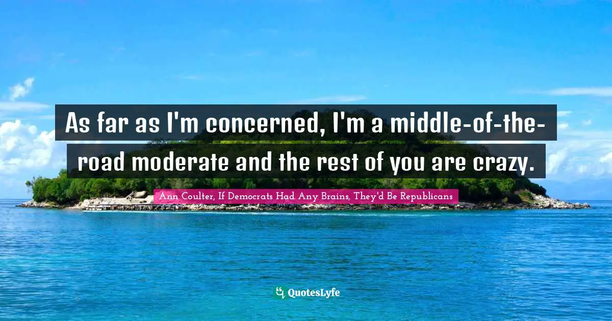 As far as I'm concerned, I'm a middle-of-the-road moderate and the rest of you are crazy.