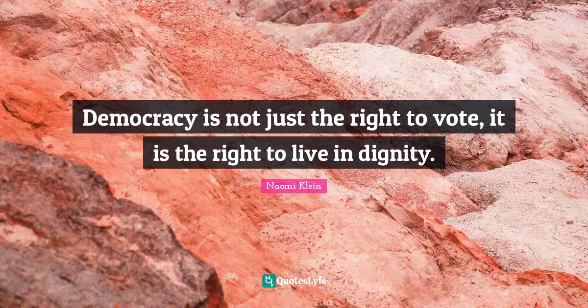 Democracy is not just the right to vote, it is the right to live in dignity.