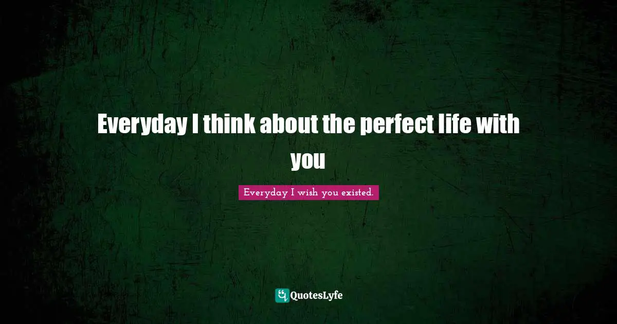 Everyday I think about the perfect life with you