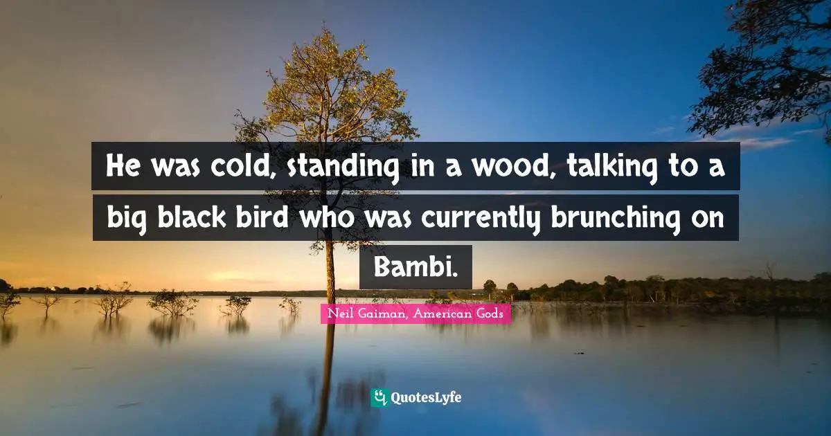 He was cold, standing in a wood, talking to a big black bird who was currently brunching on Bambi.