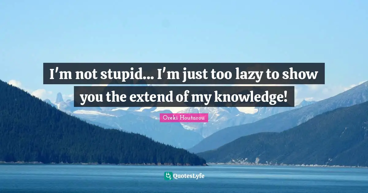 I'm not stupid... I'm just too lazy to show you the extend of my knowledge!