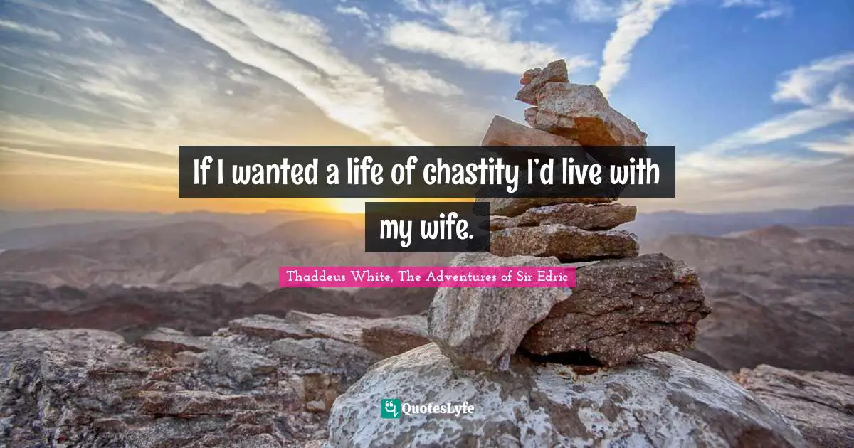 If I wanted a life of chastity I’d live with my wife.