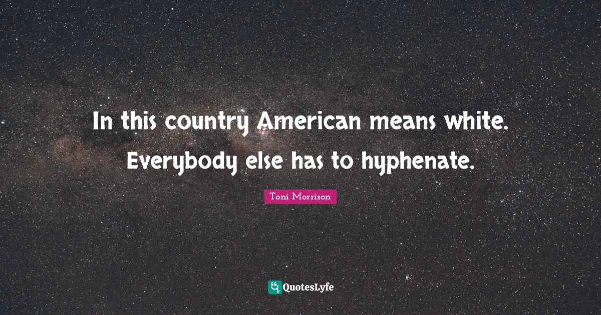 In this country American means white. Everybody else has to hyphenate.