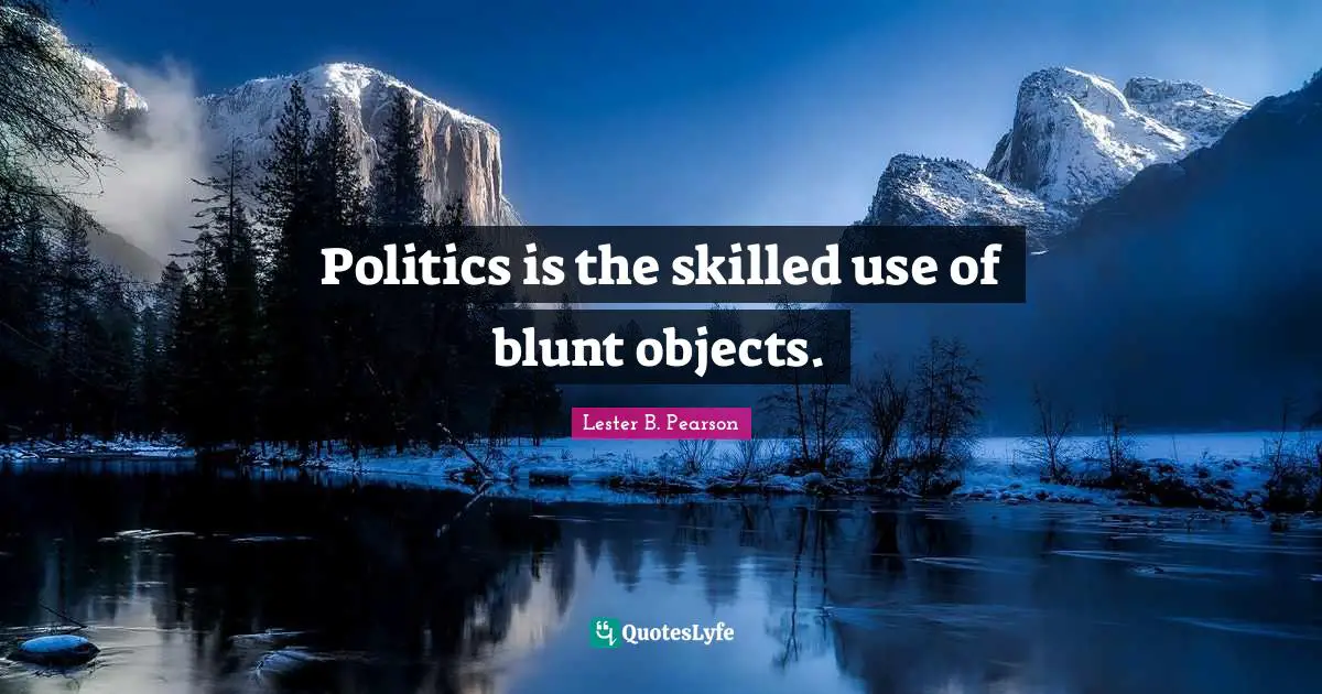 Politics is the skilled use of blunt objects.