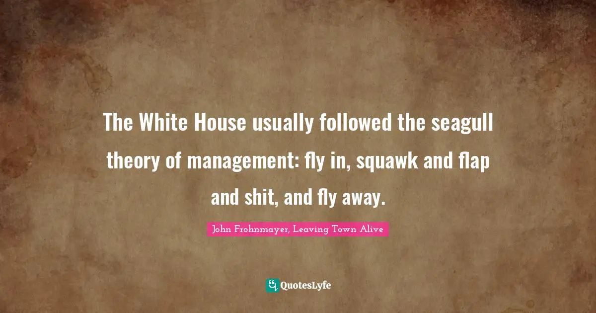 The White House usually followed the seagull theory of management: fly in, squawk and flap and shit, and fly away.