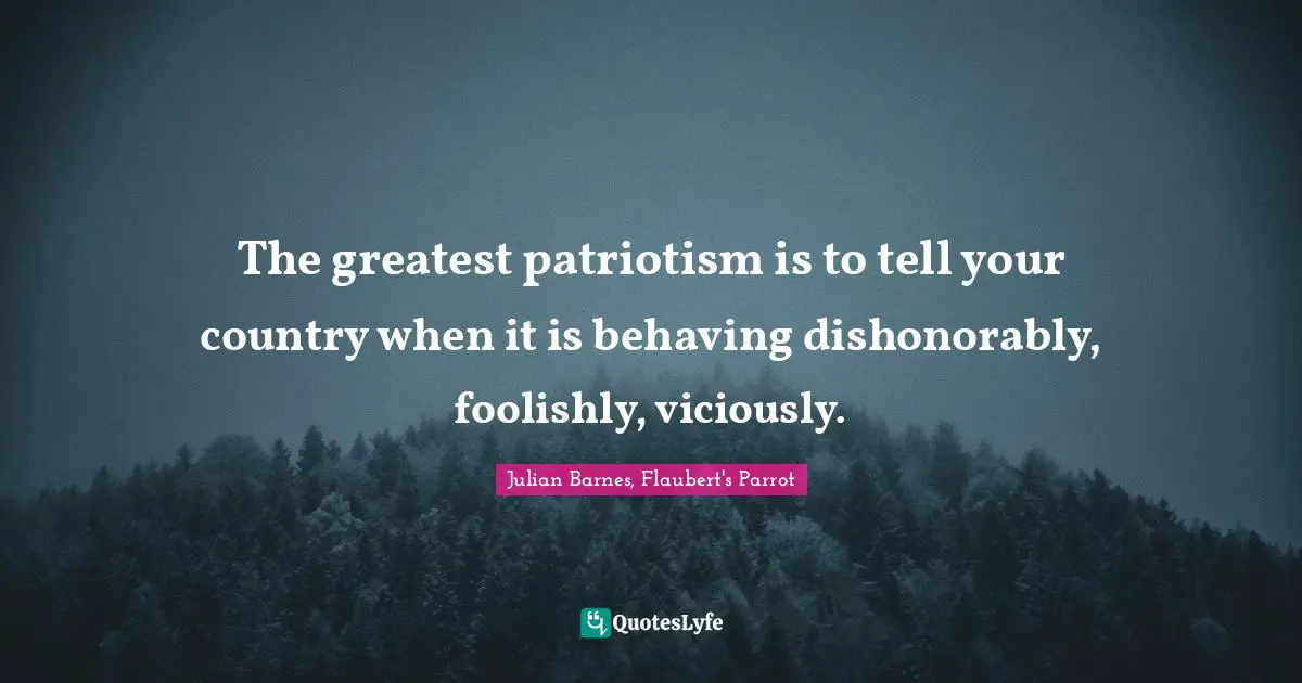 The greatest patriotism is to tell your country when it is behaving dishonorably, foolishly, viciously.