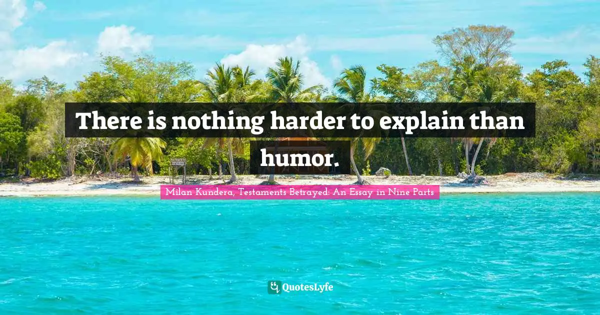 There is nothing harder to explain than humor.