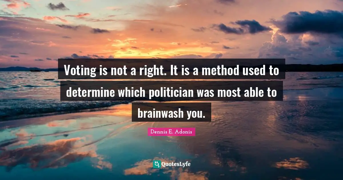 Voting is not a right. It is a method used to determine which politician was most able to brainwash you.