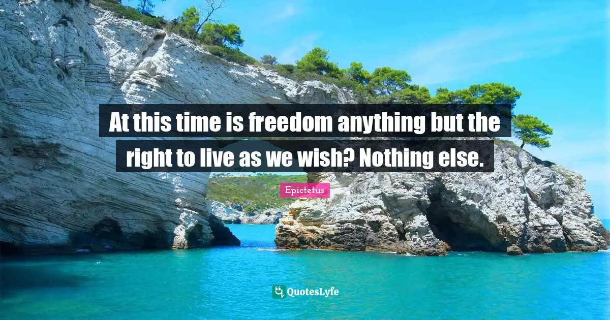 Epictetus Quotes: "At this time is freedom anything but the right to live as we wish? Nothing else."