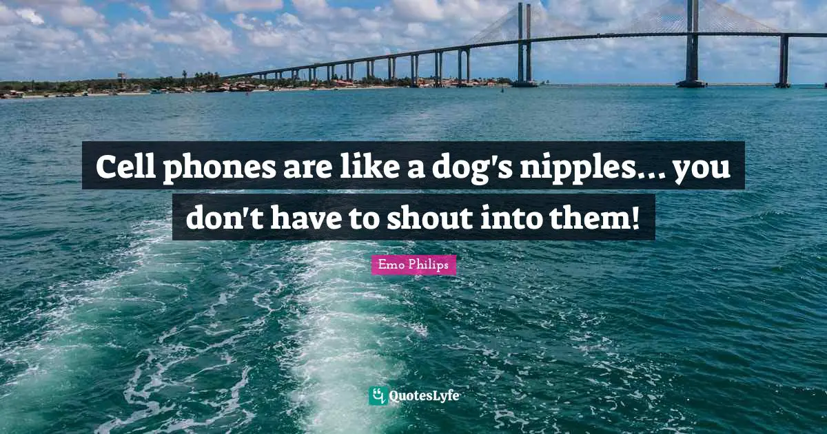 Cell phones are like a dog's nipples... you don't have to shout into them!