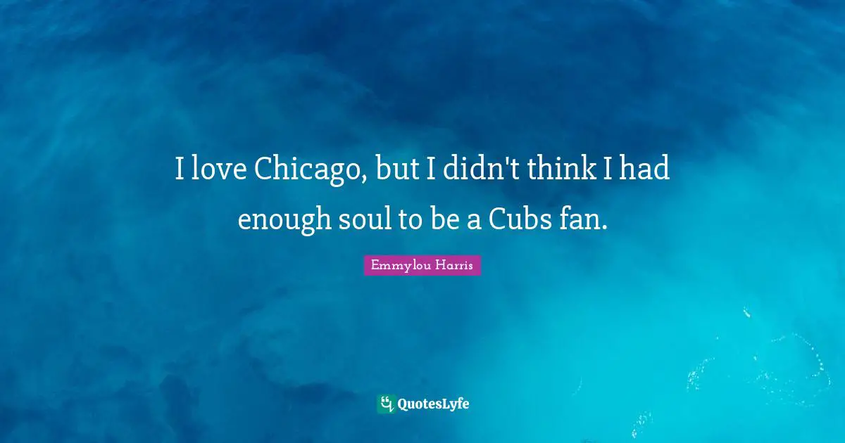 I love Chicago, but I didn't think I had enough soul to be a Cubs fan.
