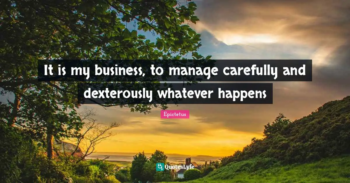 It is my business, to manage carefully and dexterously whatever happens
