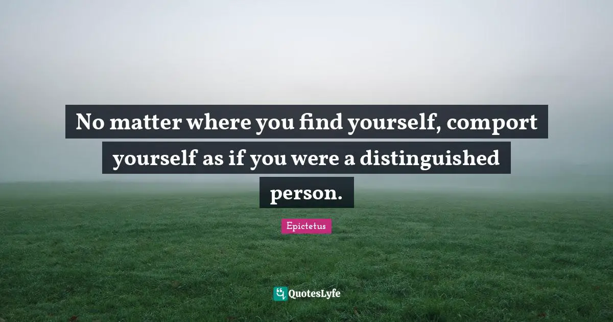 Finding Yourself Quotes: "No matter where you find yourself, comport yourself as if you were a distinguished person."