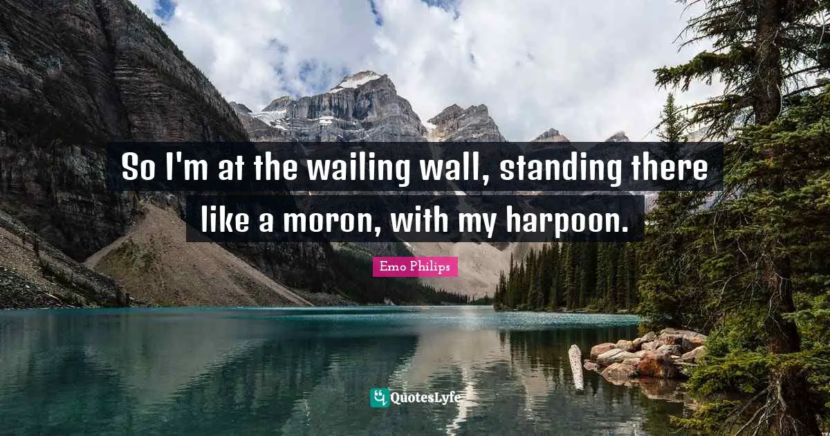Standing There Quotes: "So I'm at the wailing wall, standing there like a moron, with my harpoon."